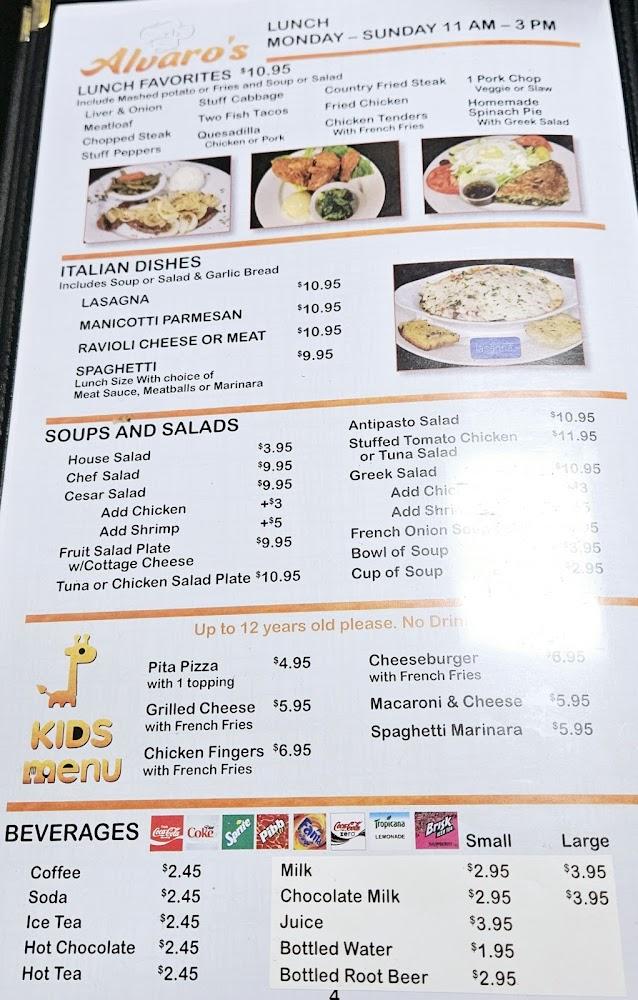 Alvaro's Family Restaurant Menu image 4